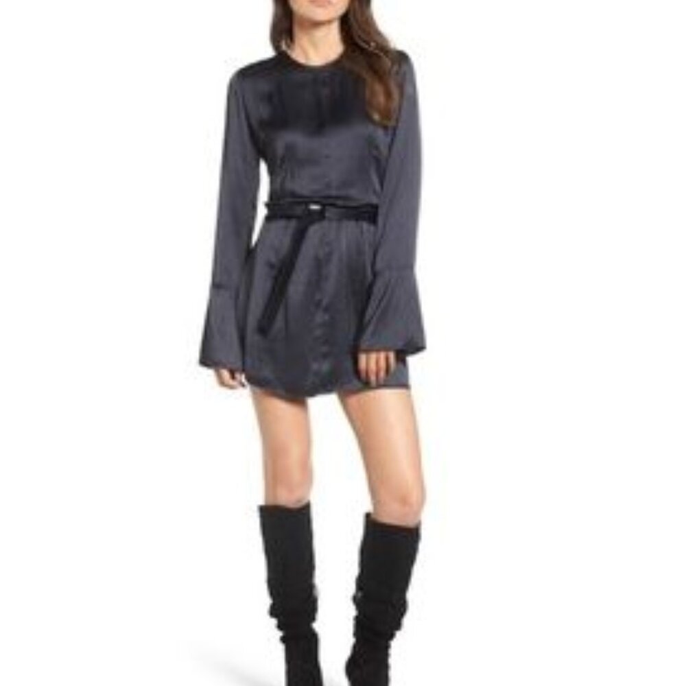 Treasure & Bond Charcoal Long Sleeve Mini Dress